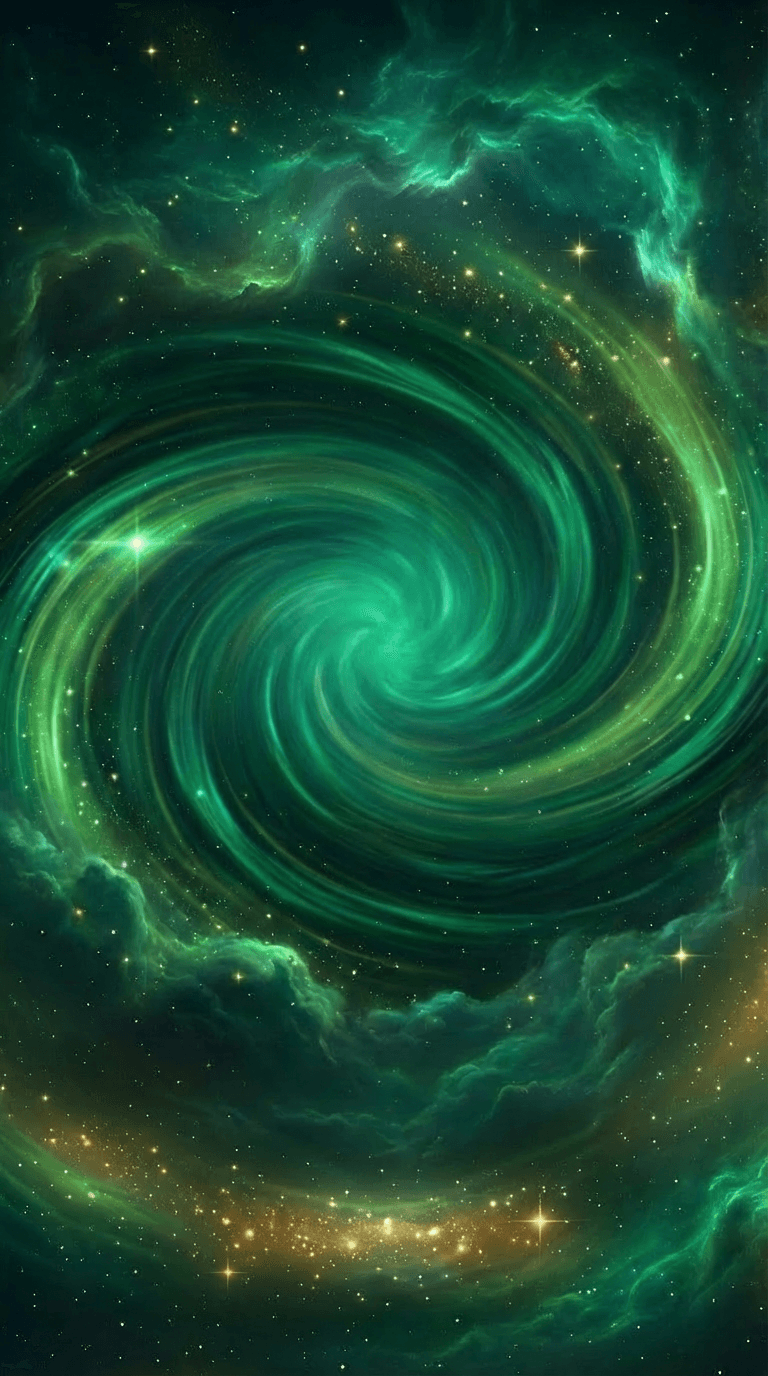 Green cosmic swirl background